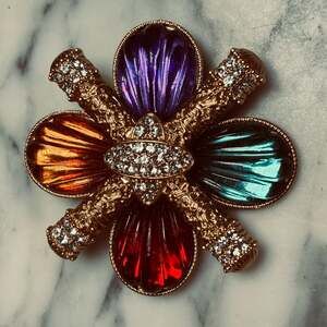 Monet Gripoix Style Maltese Cross Brooch
